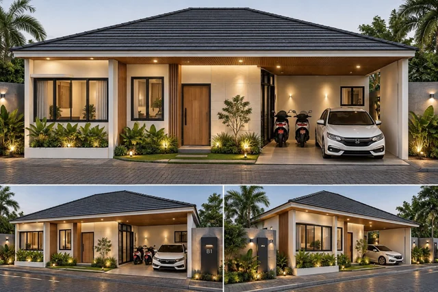 Rumah Tropis — Atap Limas · Kolase eksterior